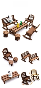 Macro detail of 5mm laser-cut wooden miniature furniture set with 7cm height scale
