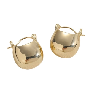 Chic 14K gold plated chunky U-shaped hoop earrings with a mirror polished finish