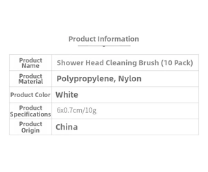 Detailed specifications of 10pcs nylon shower head cleaning brushes with PP handles