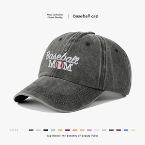 Washed Cotton Baseball Cap Retro Distressed Baseball MOM Embroidered Sun Protection Hat For Women Adjustable Casual