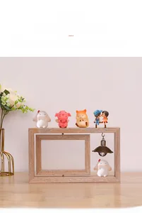 Close-up of double-sided rotating wooden photo frame with built-in LED decorative light