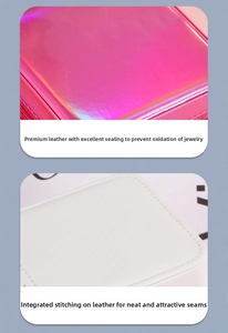 Detail of laser PU leather jewelry box showing neat stitching and anti-oxidation seal