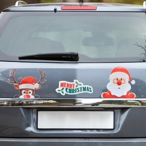 Reflective Merry Christmas car magnets featuring Santa Claus and Reindeer decorations