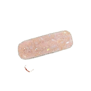 Pink candy color crystal rectangle hair clip with silver rhinestone border for girls