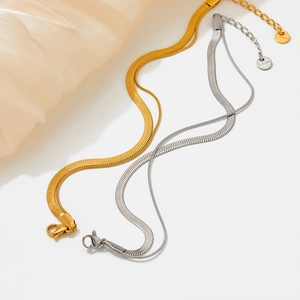Set di collane a doppia catena a serpente in acciaio inossidabile oro e argento