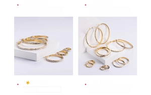 Macro shot of gold-plated hoop earrings featuring white pavé crystal settings
