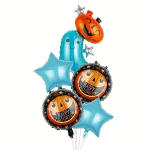 Halloween foil balloon set with cute pumpkin and ghost shapes for party celebrations