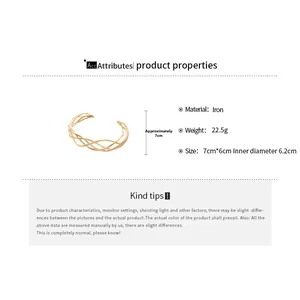 Detailed size specifications for the gold irregular twisted open cuff bracelet with dimensions