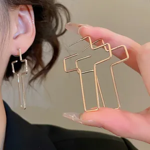 Grandes Boucles D'oreilles Pendantes Croix Pour Femmes Avec Tige En Argent Sterling 925 Bijoux De Mode Punk Géométriques