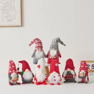 Christmas Gnome Plush Decor Knitted Faceless Doll Ornament With Heart Star Snowflakes For Home Table Holiday Party