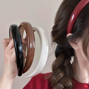 Serre-Tête Rembourré En Cuir PU Brillant Rétro Épais Éponge Accessoires Cheveux Femmes Antidérapant