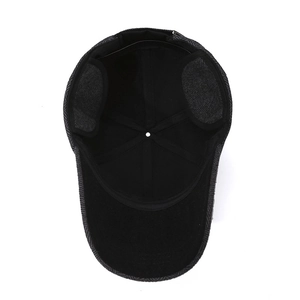 Winter men's wool blend baseball cap with ear flaps and warm herringbone fabric pattern