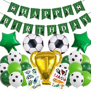 Décoration De Fête Anniversaire Football Ballons En Aluminium Et Latex Avec Trophée Et Bannière Thème Sport Nouveauté