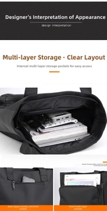 Detailed view of spacious internal compartments and anti-theft back pocket for nylon bag