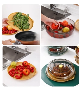 Multi-use food cover and tray set for washing vegetables, fruit storage and heat retention