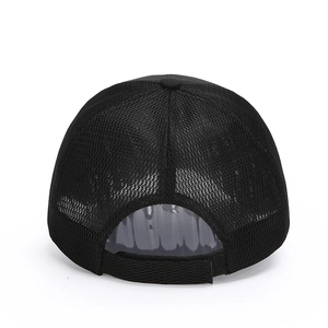 Men's breathable black mesh baseball cap with adjustable strap for outdoor sun protection