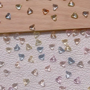 Colorful 3D heart nail art charms in transparent resin, multi-color mix for manicure