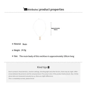 Detailed size specifications for 106cm resin teddy bear pendant necklace weighing 24.9g