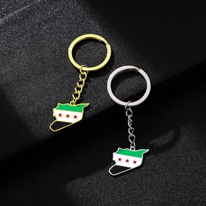 Porte-clés Carte Drapeau Syrie Acier au Titane Pendentif Style Ethnique Pour Hommes Femmes Souvenir National Bijoux Accessoires Quotidiens Cadeau