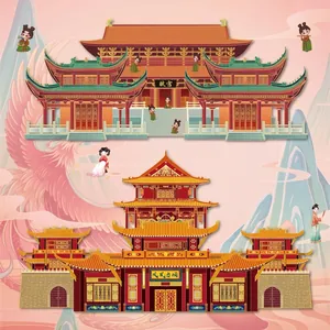 DIY Chinese Ancient Architecture Landscape Stickers PET Waterproof Forbidden City Pagoda Scrapbooking Journaling Decoration