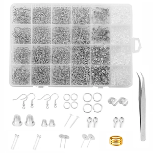 Kit de fabricación de pendientes con ganchos, cierres, anillas y pinzas en estuche