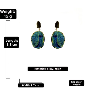 Detailed size specifications for vintage resin drop earrings with 925 silver needles