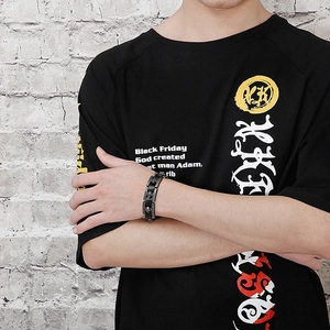 Bracciale teschio retrò in acciaio inossidabile per uomo con pelle intrecciata e stile punk