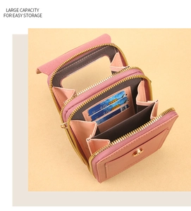 Pink multi-functional crossbody phone bag with large capacity slots and card holders