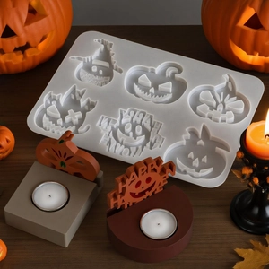 6-cavity Halloween pumpkin silicone mold for resin casting and DIY scented candles