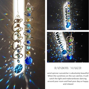 3D spiral wind spinner suncatcher with crystal balls for indoor outdoor garden hanging decor