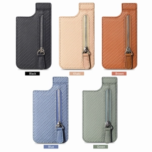Universal card holder pouches with zipper and woven texture in five assorted colors