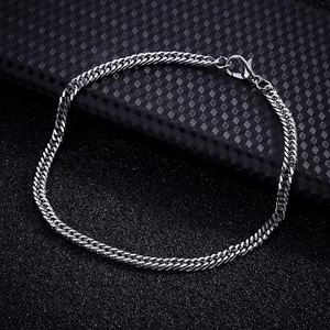Polished silver stainless steel Cuban link bracelet for men with edgy hip hop style finish