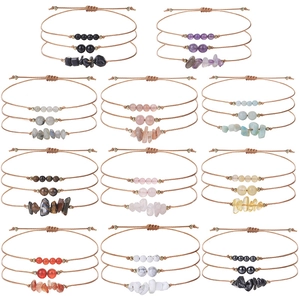 Set de pulseras tejidas a mano con amatista natural, citrino y cuentas de cobre genuinas