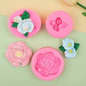 Detailed pink silicone flower molds for DIY aromatherapy plaster and soap making
