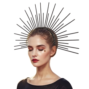 Black sunburst crown headband for Halloween COSPLAY and sun deity costume parties