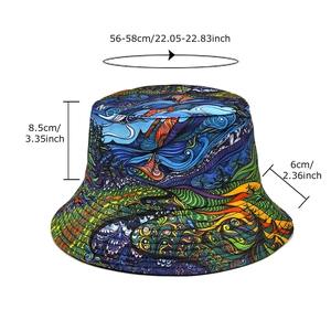 Abstract oil painting print reversible bucket hat with 56-58cm head circumference
