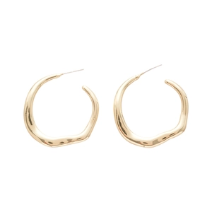 Irregular liquid metal gold hoop earrings with minimalist geometric design for women