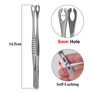 Pinze per piercing autobloccanti da 14,5 cm con foro da 5 mm per un uso di precisione