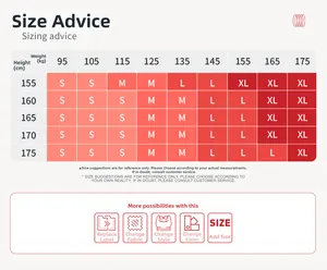 Detailed sizing chart for yoga sports vest comparing height and weight for perfect fit