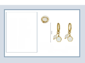 Detailed view showing size 31mm and 18K gold plated titanium steel pearl earring specs