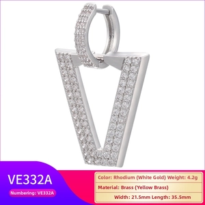 Detailed specs of the V-shaped pavé zircon earrings with dimensions and weight info