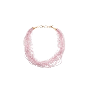 Elegant multilayer pink seed bead necklace with a gold clasp for a chic layered look