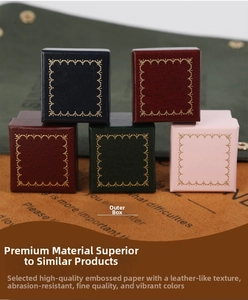 Mini velvet jewelry boxes with elegant gold embossed patterns in five classic colors