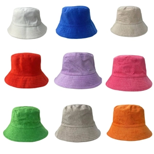 Terry Cloth Bucket Hat Solid Color Soft Breathable Sun Protection Outdoor Casual Fisherman Cap For Men Women