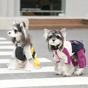Waterproof dog outdoor jacket and overall set for Schnauzer with stylish color-block design