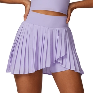Jupe de tennis plissée lavande à taille haute avec short de sport intégré discret