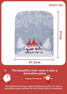 Detailed size chart for Christmas gnome chair cover, height 57cm and width 47.5cm