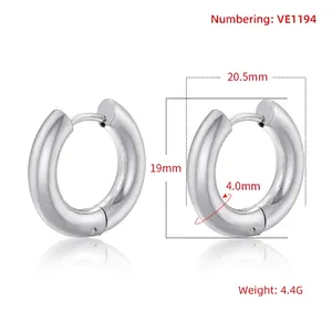 Polished silver thick hoop earrings with dimensions 20.5mm width and 19mm height