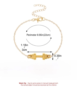 Detail view of titanium steel dumbbell bracelet showing 22cm length and size specifications