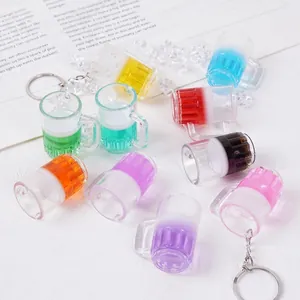 Mini Chope De Bière Porte-Clés Simulation Boisson Cocktail Pendentif Plastique Résine Maison De Poupée Miniature Jouet